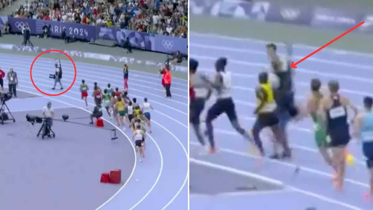 Cameraman almost causes disastrous incident in Olympic race as BBC commentator says ‘are you crazy?’