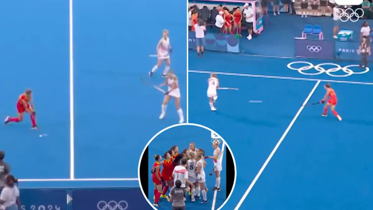 Chinese hockey player causes fury after smashing the ball at opponent at the end of Olympic match