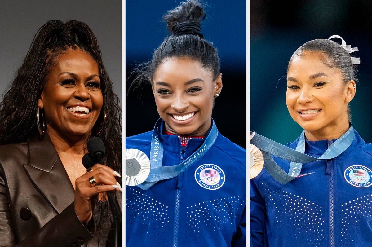 Michelle Obama Praises Simone Biles, Jordan Chiles, & Rebeca Andrade Photo