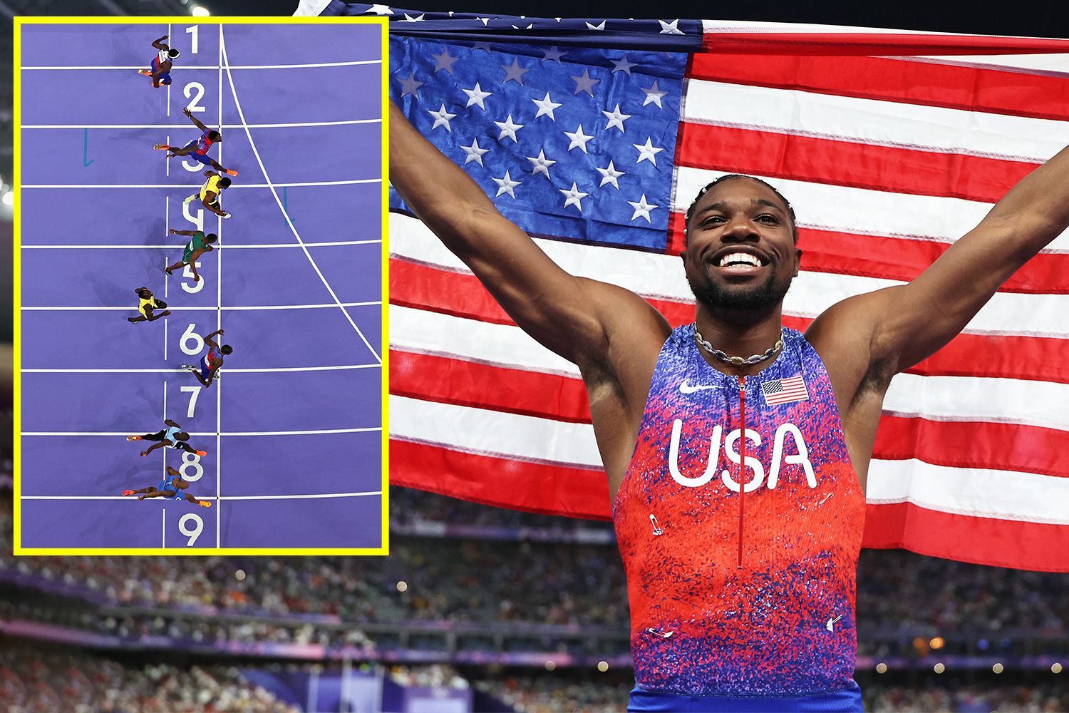 Noah Lyles wins Olympic 100m gold medal in record-breaking final which saw incredible photo finish…