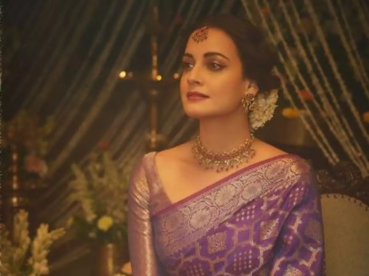 Wearing a gorgeous purple handloom saree, Dia Mirza is a vision of elegance