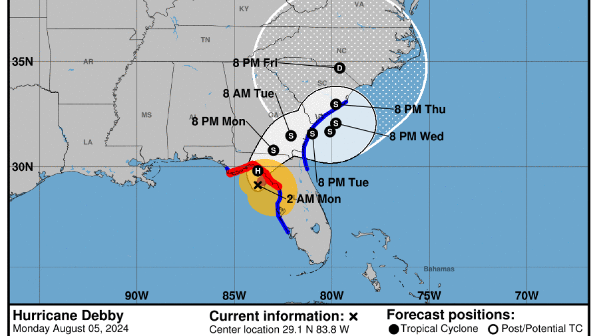 Hurricane Debby track: See the storm’s path as it nears Florida landfall