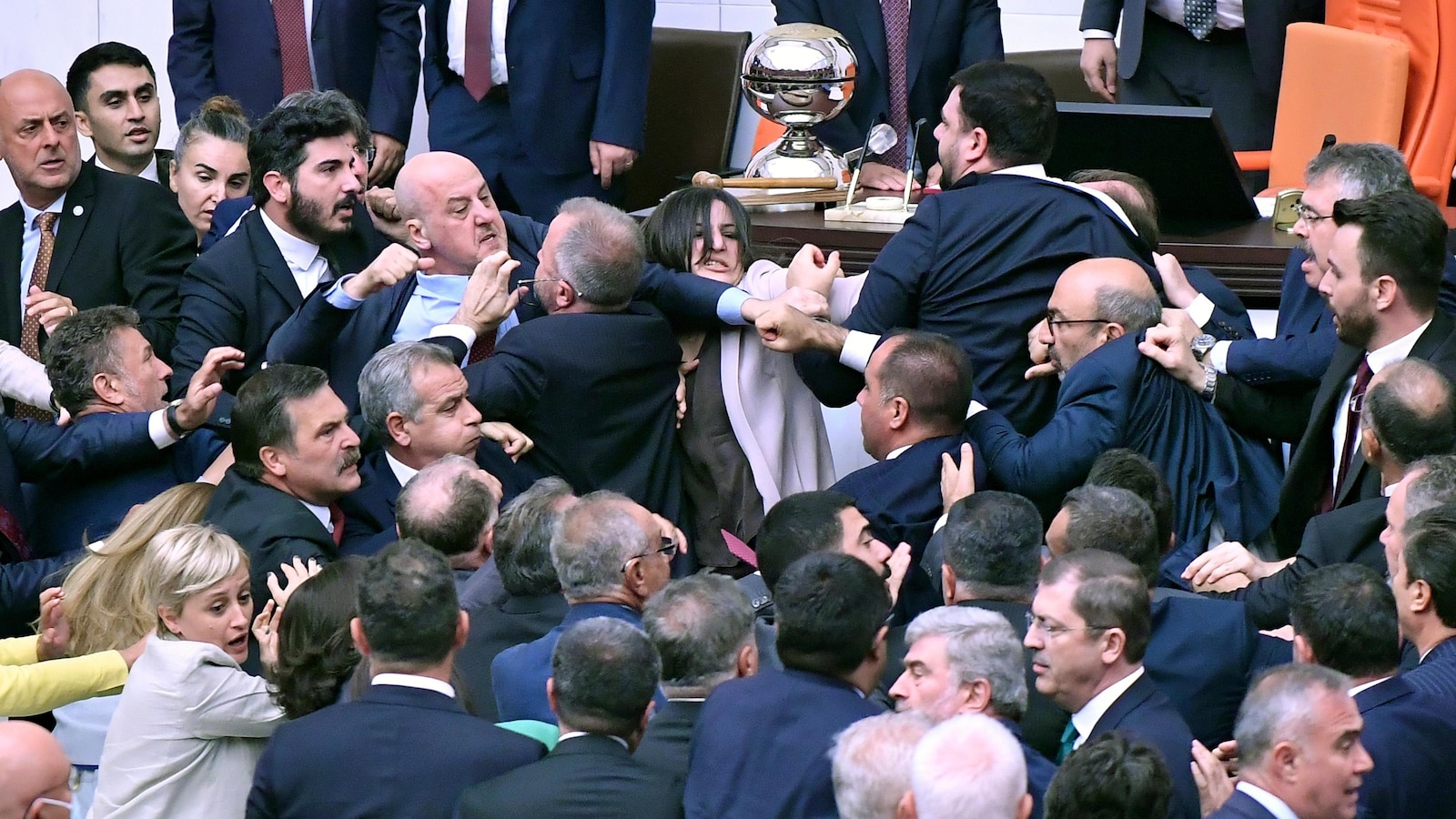 Lawmakers in Turkey draw blood in brawl during debate on jailed colleague